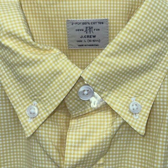 J. Crew Mens Gingham 2-Ply Cotton Long Sleeve Button-Down‎ Shirt Large (16-16.5) - Picture 4 of 7